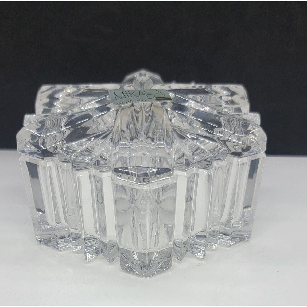 Crystal MIKASA NATURE'S SONG Snowflake Lidded Trinket Box - Made in Germany - Picture 4 of 10